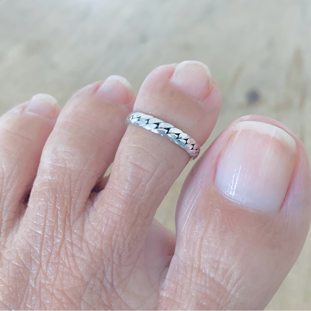 Sterling Silver Intricate Link Toe Ring, Silver Band, Silver Rings, Chain Links